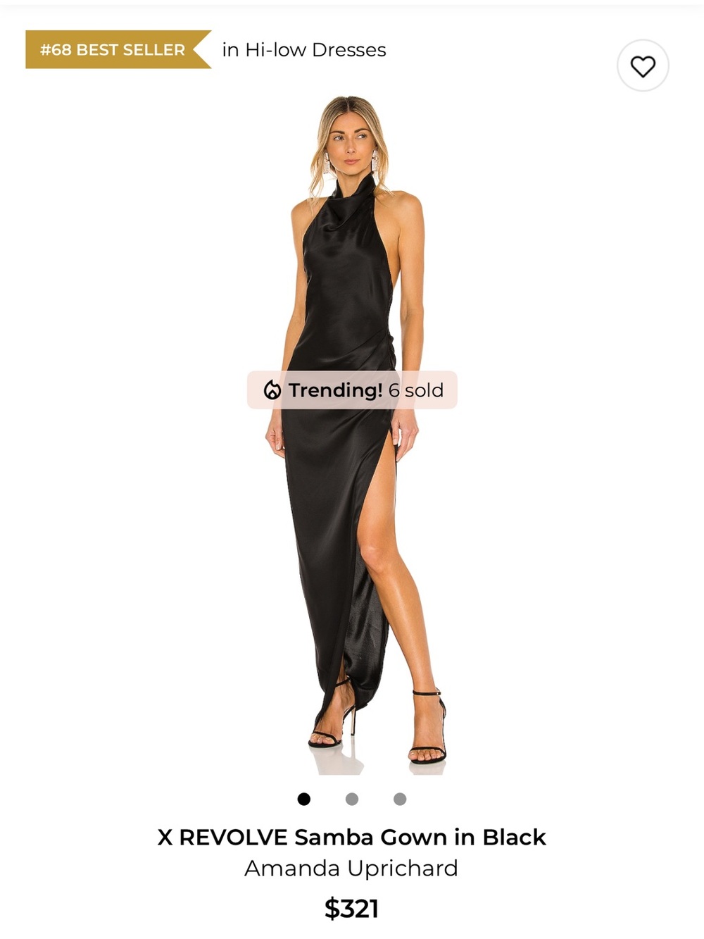 Amanda Uprichard Samba Black Halter Gown open back